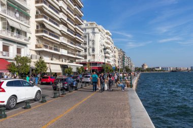 Selanik, Yunanistan - 22 Eylül 2019: Selanik şehir setpanoraması, Orta Makedonya, Yunanistan