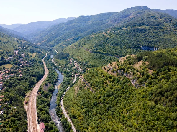 Vista Aérea Desfiladeiro Rio Iskar Montanhas Balcânicas Bulgária — Fotografia de Stock