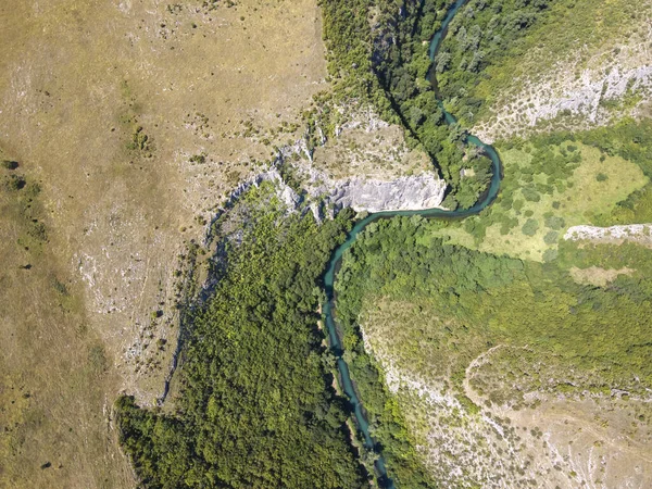 Vista Aérea Del Geoparque Iskar Panega Largo Del Río Oro — Foto de Stock