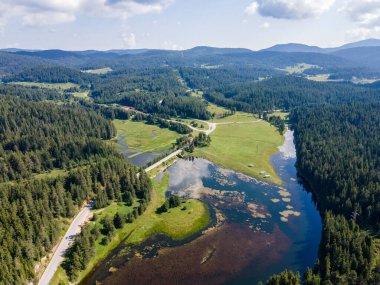 Bulgaristan 'ın Beglika Reservoir, Pazardzhik bölgesinin hava manzarası