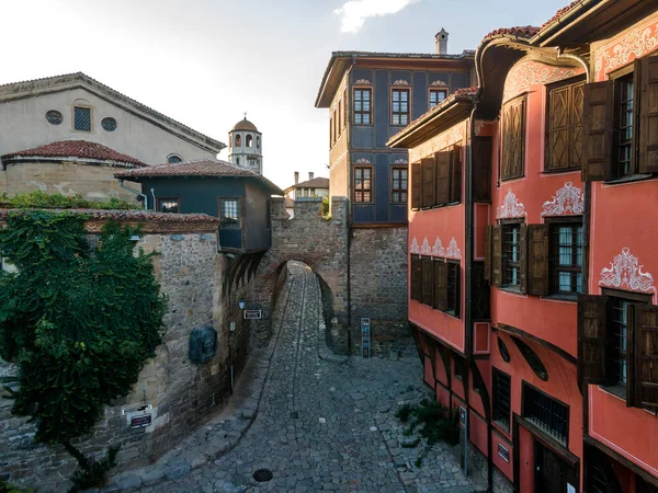 Vista Aérea Pôr Sol Cidade Velha Plovdiv Bulgária — Fotografia de Stock