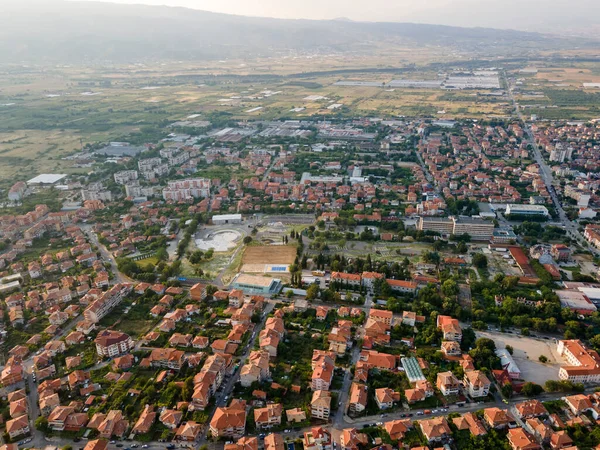 Bulgaristan 'ın Petrich, Blagoevgrad bölgesinin hava gün batımı manzarası
