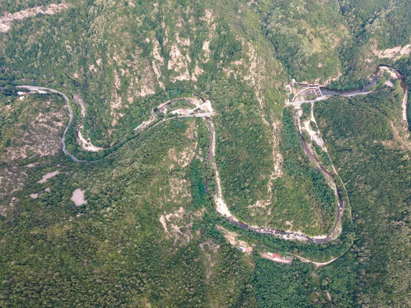 Vista Aérea Del Río Chepelarska Chaya Pasando Por Montaña Rhodope —  Fotos de Stock