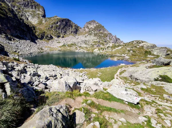 Paesaggio Incredibile Con Lago Elenino Vicino Alla Cima Malyovitsa Montagna — Foto Stock