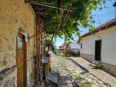 19. yüzyıldan kalma otantik evleri olan Delchevo köyü, Blagoevgrad bölgesi, Bulgaristan