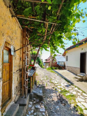 19. yüzyıldan kalma otantik evleri olan Delchevo köyü, Blagoevgrad bölgesi, Bulgaristan