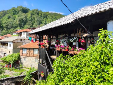 19. yüzyıldan kalma otantik evleri olan Delchevo köyü, Blagoevgrad bölgesi, Bulgaristan
