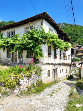 19. yüzyıldan kalma otantik evleri olan Delchevo köyü, Blagoevgrad bölgesi, Bulgaristan