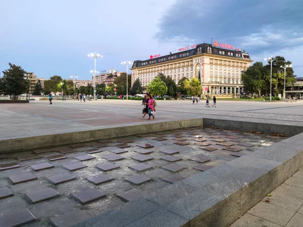 Plovdiv Bulgarije September 2020 Zonsondergang Uitzicht Het Centrale Plein Van — Stockfoto