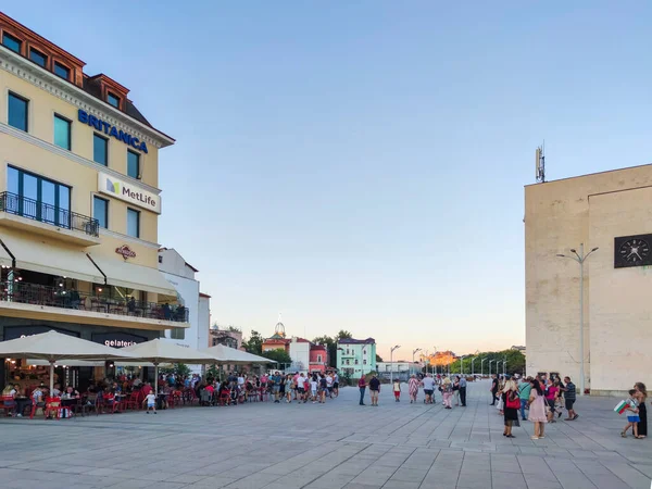 Plowdiv Bułgaria Wrzesień 2020 Widok Zachodu Słońca Centralny Plac Miasta — Zdjęcie stockowe