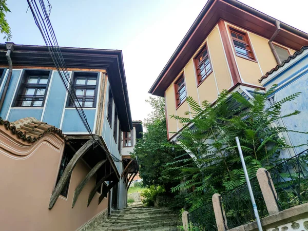 Plovdiv Bulgaria September 2020 Street Nineteenth Century Houses Architecture Historical — стокове фото