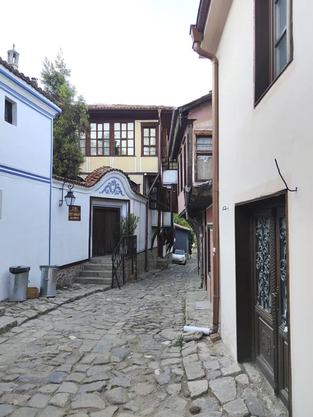 Plovdiv Bulgaria Septiembre 2020 Calle Casas Del Siglo Xix Reserva —  Fotos de Stock