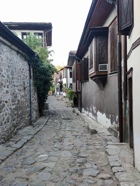 Plovdiv Bulgarie Septembre 2020 Rue Xixe Siècle Maisons Dans Réserve — Photo