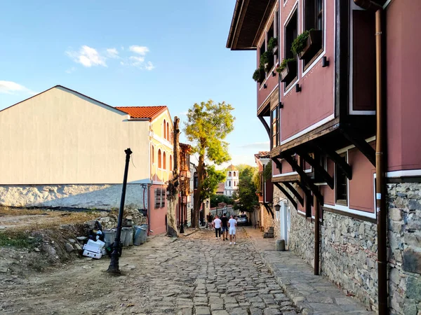 Plovdiv Bulgaria Сентябрь 2020 Уличные Девятнадцатый Века Дома Архитектурно Историческом — стоковое фото