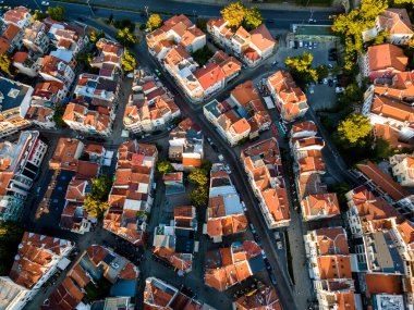 Bulgaristan 'ın Filibe kentinin hava gün batımı manzarası