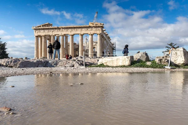 Athen Griechenland Januar 2017 Menschen Besuchen Die Akropolis Von Athen — Stockfoto