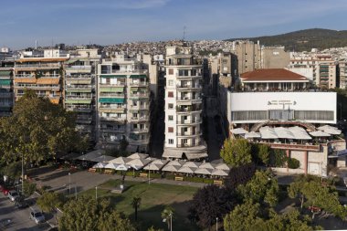 THESSALONIKI, GREECE - 22 Eylül 2019: Beyaz Kule 'den Selanik, Orta Makedonya, Yunanistan' a panoramik manzara