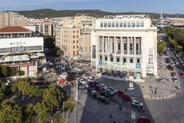THESSALONIKI, GREECE - 22 Eylül 2019: Beyaz Kule 'den Selanik, Orta Makedonya, Yunanistan' a panoramik manzara