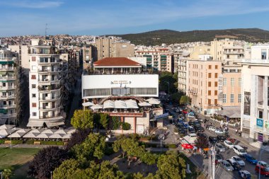 THESSALONIKI, GREECE - 22 Eylül 2019: Beyaz Kule 'den Selanik, Orta Makedonya, Yunanistan' a panoramik manzara