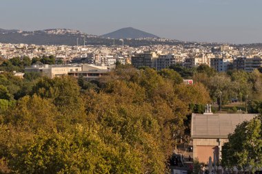 THESSALONIKI, GREECE - 22 Eylül 2019: Beyaz Kule 'den Selanik, Orta Makedonya, Yunanistan' a panoramik manzara