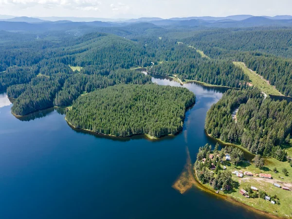 Vista Aérea Del Embalse Shiroka Polyana Prado Ancho Región Pazardzhik —  Fotos de Stock