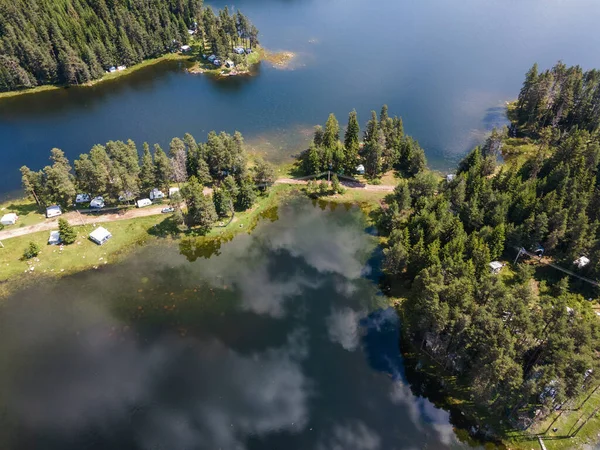 Vista Aérea Reservatório Shiroka Polyana Prado Largo Região Pazardzhik Bulgária — Fotografia de Stock