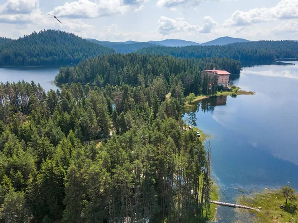 Vista Aérea Reservatório Shiroka Polyana Prado Largo Região Pazardzhik Bulgária — Fotografia de Stock