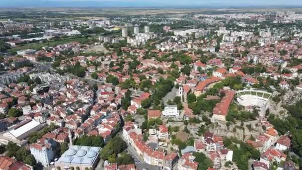 Vista Aérea Del Centro Ciudad Plovdiv Bulgaria — Vídeos de Stock