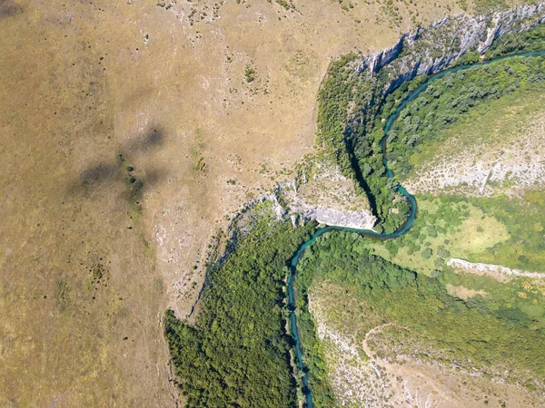 Vista Aérea Geoparque Iskar Panega Longo Rio Panega Dourado Bulgária — Fotografia de Stock