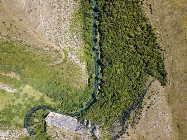 Vista Aérea Geoparque Iskar Panega Longo Rio Panega Dourado Bulgária — Fotografia de Stock