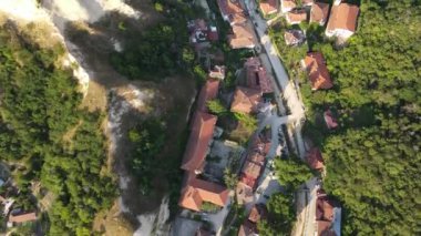 Bulgaristan 'ın Blagoevgrad bölgesinin tarihi Melnik kasabasının hava manzarası