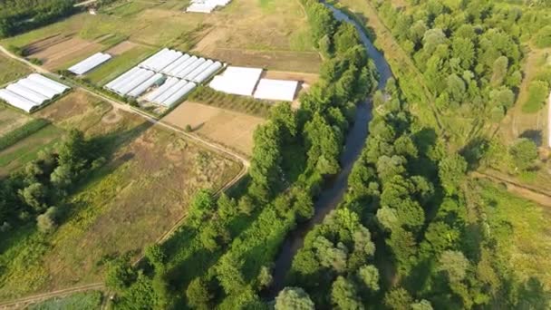 Vista Aérea Del Río Strumeshnitsa Pasando Por Valle Del Petrich — Vídeos de Stock