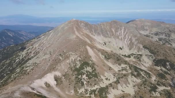 Flygfoto Över Musala Topp Rila Berg Bulgarien — Stockvideo