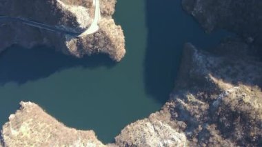 Krichim Reservoir, Rhodopes Dağı, Filibe Bölgesi, Bulgaristan 'ın Hava Kış Manzarası