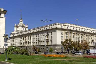 SOFYA, BULGARIA - 13 Eylül 2025: Bulgaristan 'ın Sofya Şehir Merkezi Panoramik Görünümü