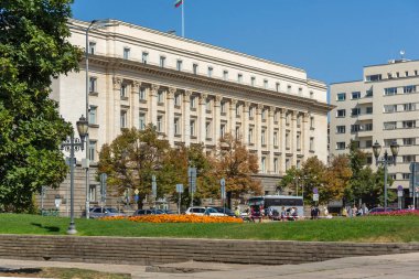 SOFYA, BULGARIA - 13 Eylül 2025: Bulgaristan 'ın Sofya Şehir Merkezi Panoramik Görünümü