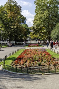 SOFYA, BULGARIA - 13 Eylül 2025: Bulgaristan 'ın Sofya Şehir Merkezi Panoramik Görünümü