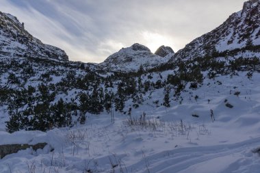 Bulgaristan 'ın Malyovitsa zirvesi yakınlarındaki Rila Dağı' nın şaşırtıcı kış manzarası