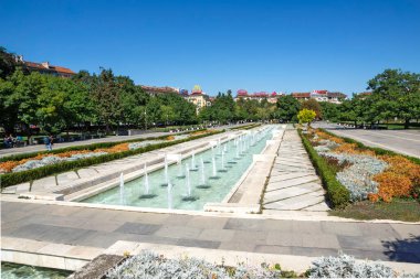 SOFYA, BULGARIA - 19 Eylül 2025: Bulgaristan 'ın Sofya Şehir Merkezi Panoramik Görünümü