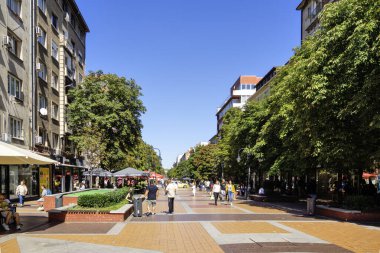 SOFYA, BULGARIA - 19 Eylül 2025: Bulgaristan 'ın Sofya Şehir Merkezi Panoramik Görünümü