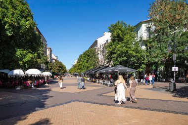 SOFYA, BULGARIA - 19 Eylül 2025: Bulgaristan 'ın Sofya Şehir Merkezi Panoramik Görünümü