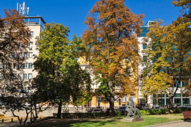 SOFYA, BULGARIA - 19 Eylül 2025: Bulgaristan 'ın Sofya Şehir Merkezi Panoramik Görünümü