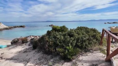 Orange Beach, Chalkidiki, Orta Makedonya ve Yunanistan yakınlarındaki Sithonia kıyı şeridinin inanılmaz manzarası