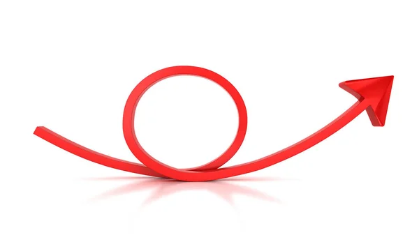 Flecha Redonda Vermelha Fundo Branco — Fotografia de Stock
