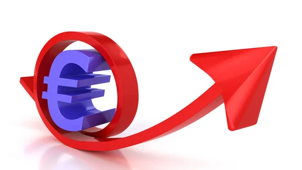 Röd Pil Och Euron Skylt — Stockfoto