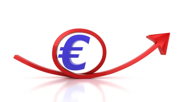 Красная Стрелка Знак Евро — стоковое фото