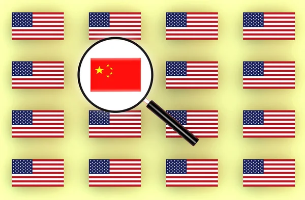 Flag of China and US flags