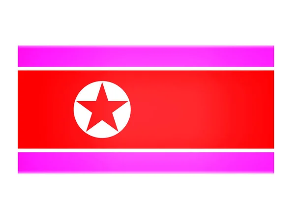 Прапор Північної Кореї Білому Тлі Ліцензійні Стокові Зображення