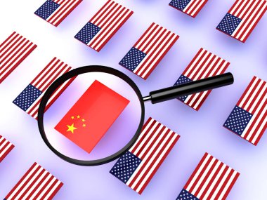 Çin ve ABD bayrakları bayrak