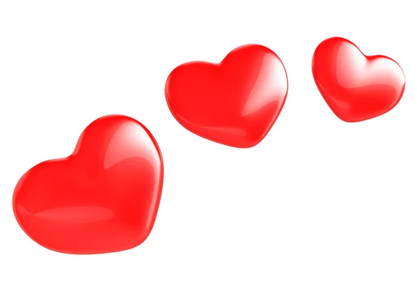 Κόκκινο καρδιές 3d Φωτογραφία Αρχείου